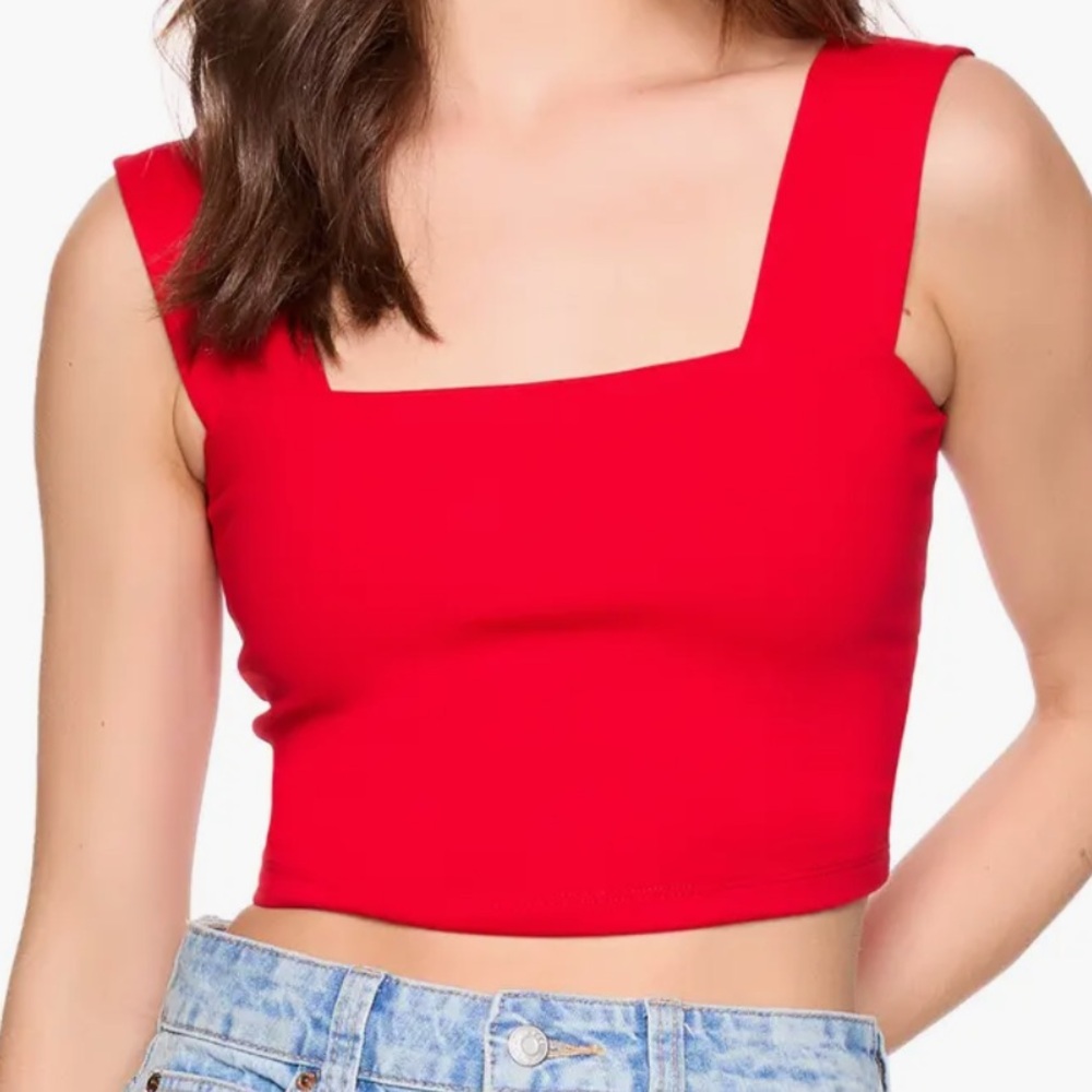 Susana Monaco Wide Strap Crop Top in Perfect Red - NWOT Size M